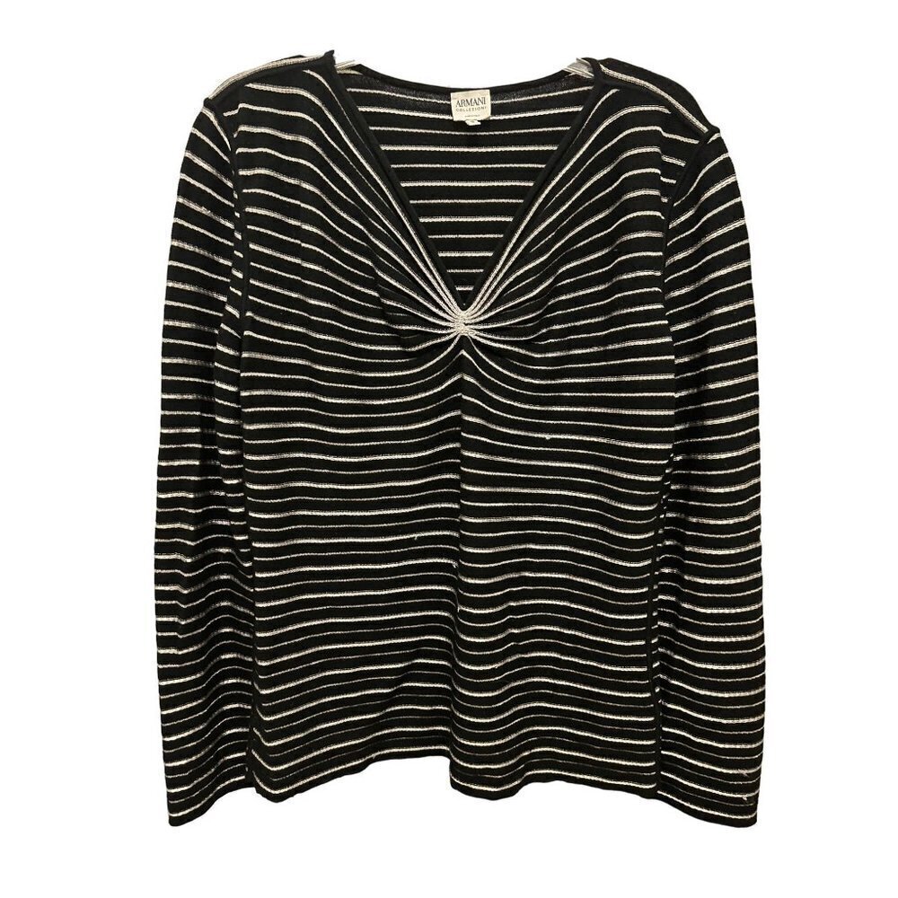 Armani Collezioni Top Sweater Black Silver Size Large